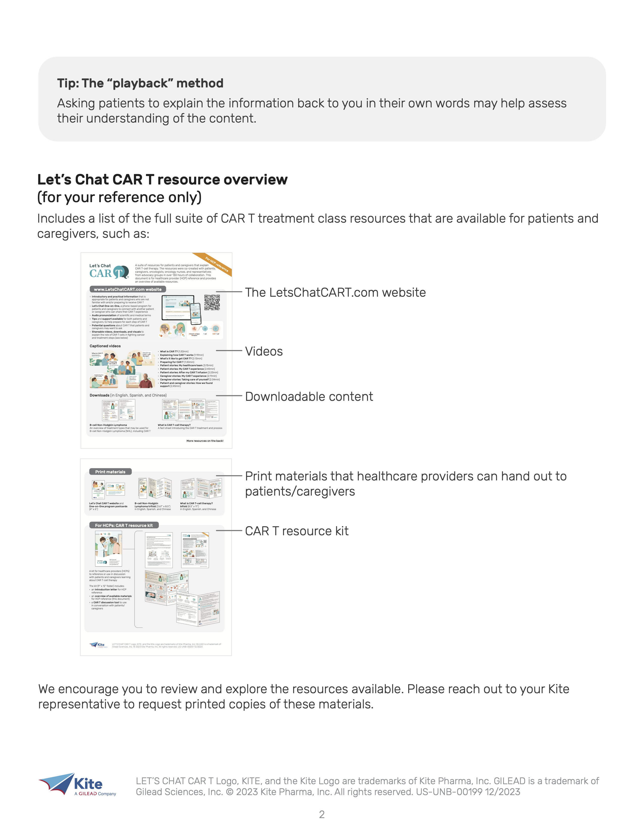 Pop-up preview of HCP CAR T Resource Kit (print version), page 3.